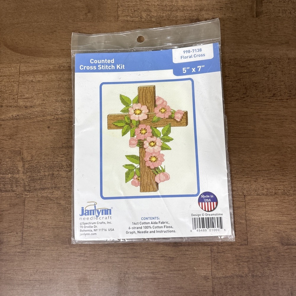 Janlynn Floral Cross Cross Stitch Kit #998-7138 5x7